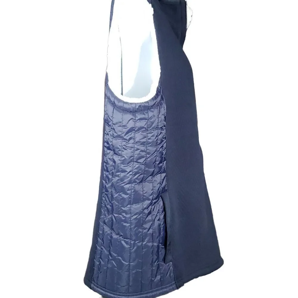 NWT Talbots Navy Blue Zip Vest. Sherpa Lines, Quilted side panes and back yolk. - Picture 8 of 12